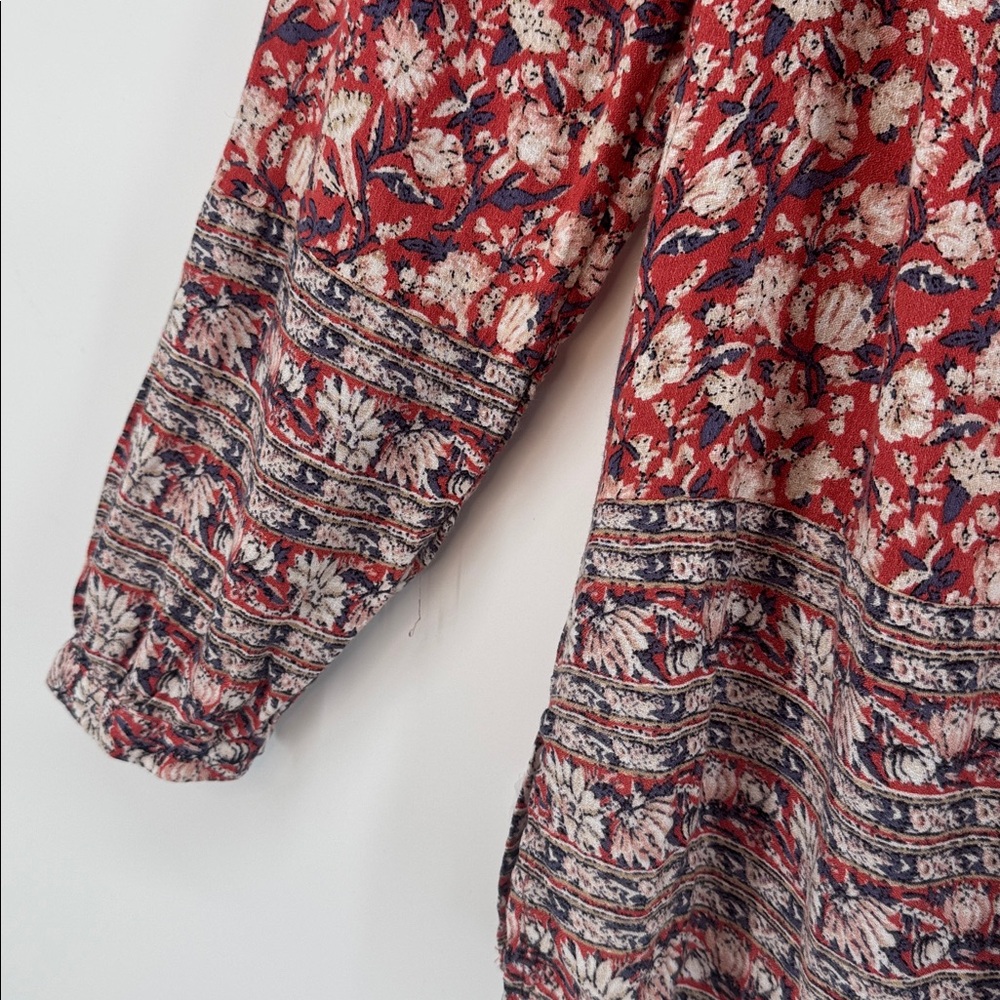 Lucky Brand Boho Spring peasant top Floral Long Sleeve lightweight Women's Med - Picture 5 of 8